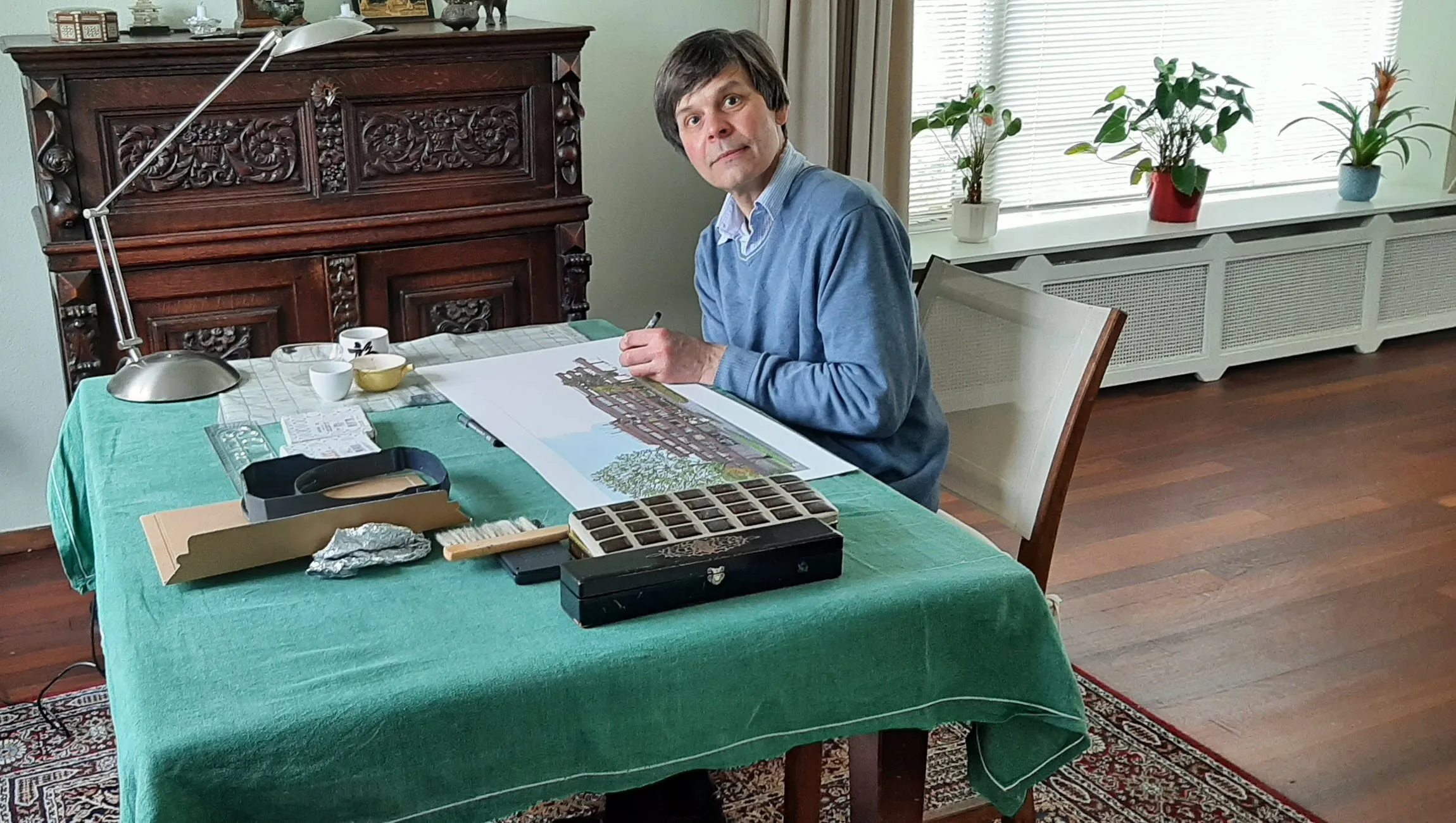 Pentekening van Kees Momma plek gekregen in het nieuwe gemeentehuis