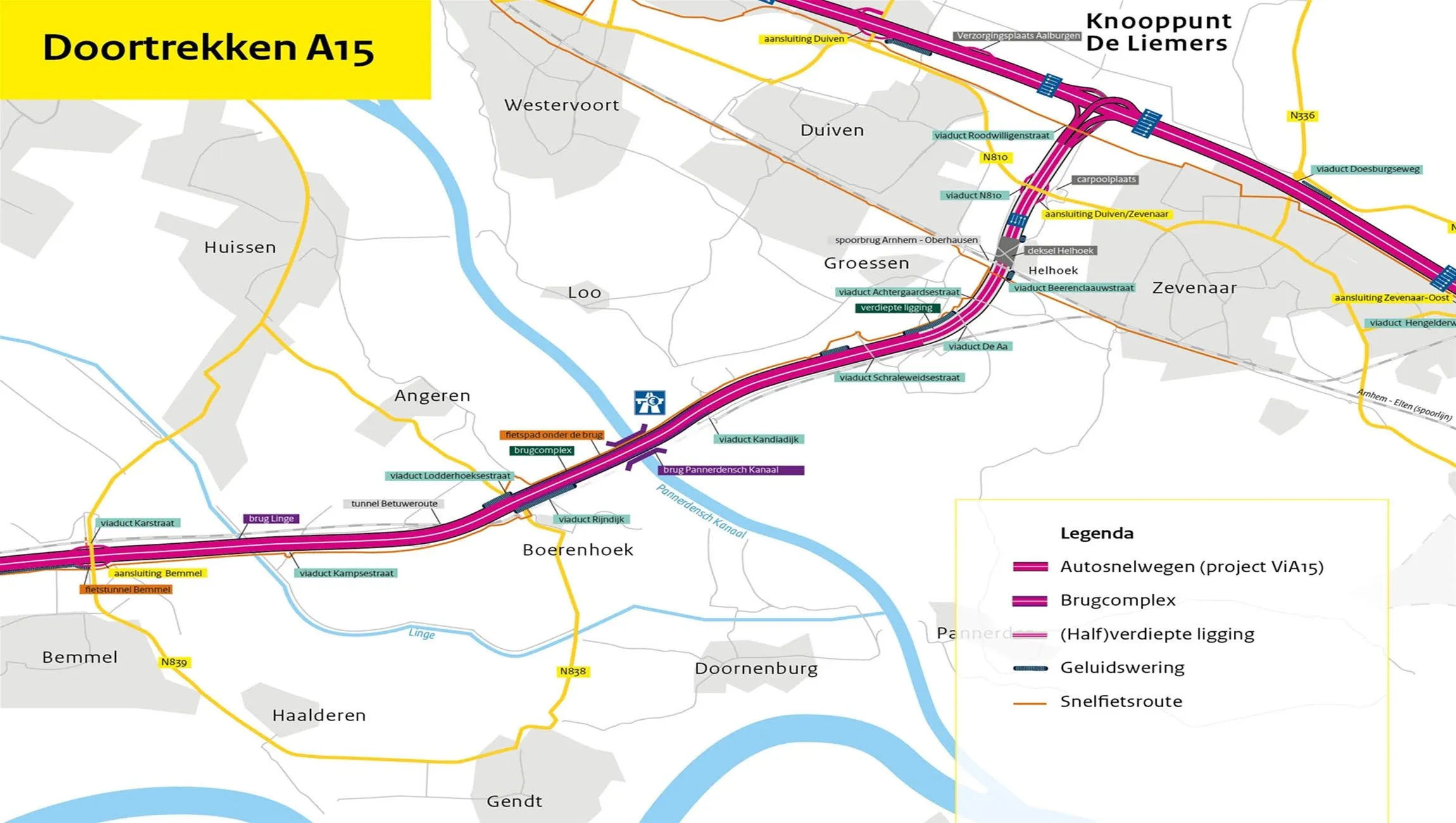 doortrekken a15 via15
