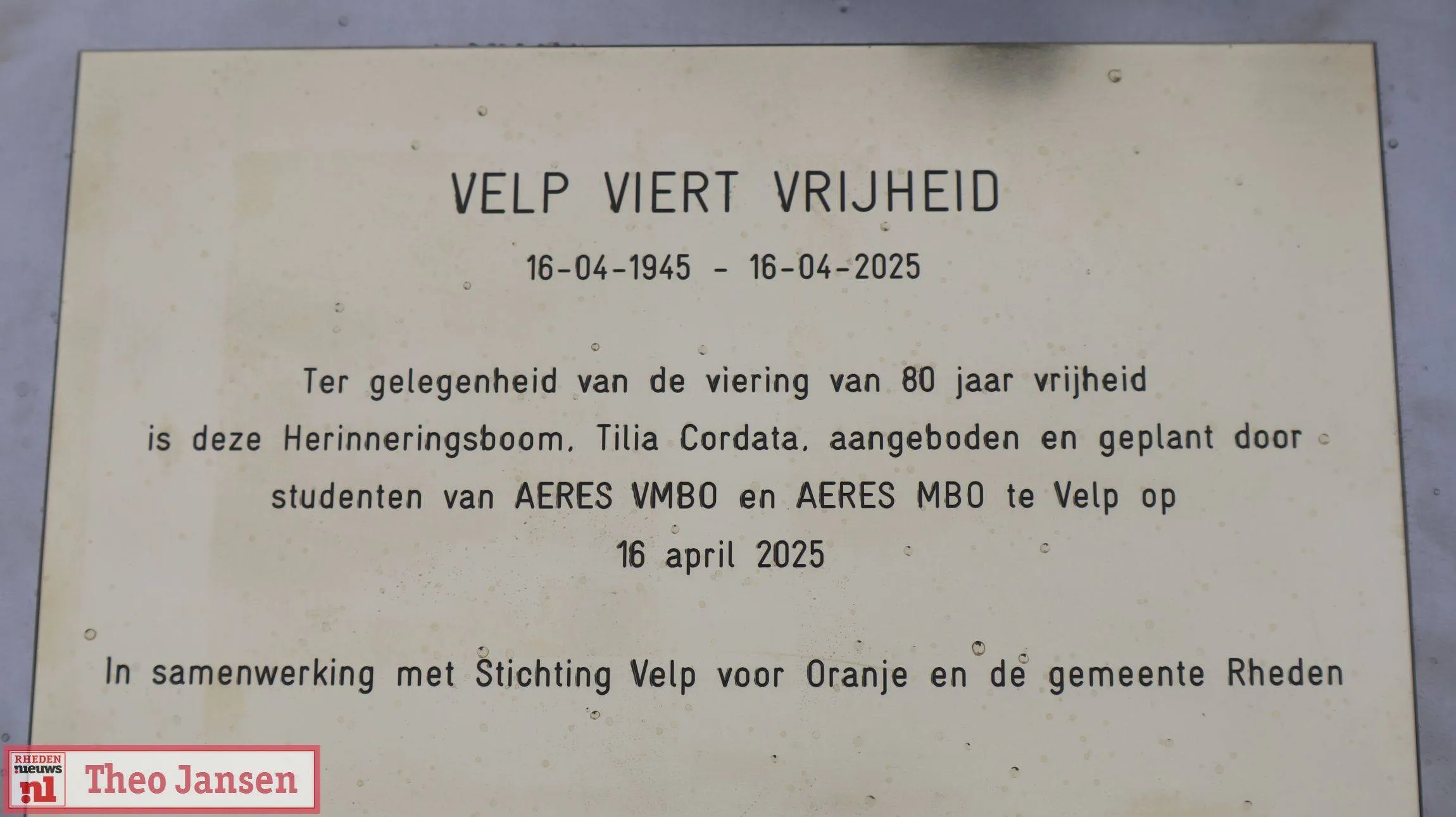 Plaquette onthuld bij herinneringsboom naast Oranjeplein 03-10-2025 (12)