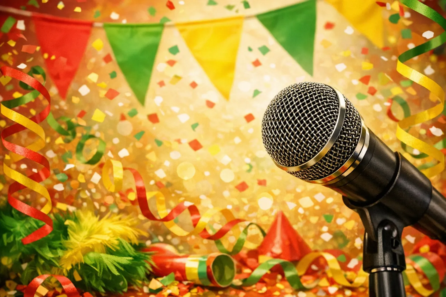 Carnavalsfeest met kleurrijke versieringen