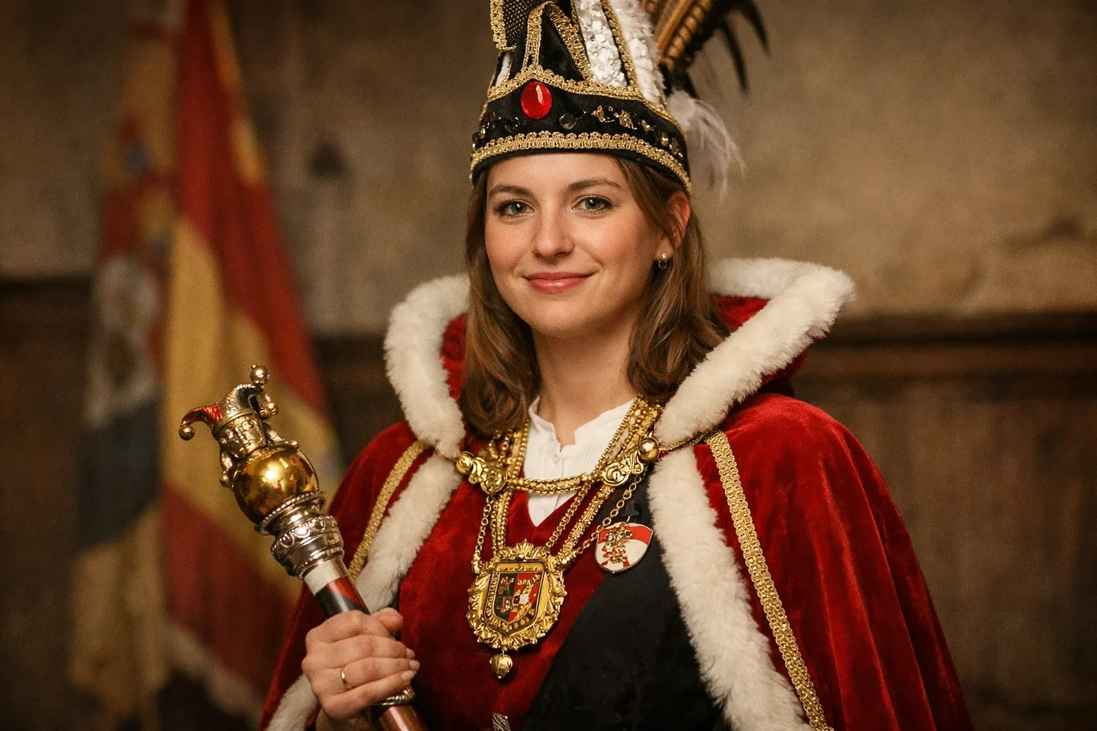 Carnavalsprinses Cynthia I in prachtoutfit