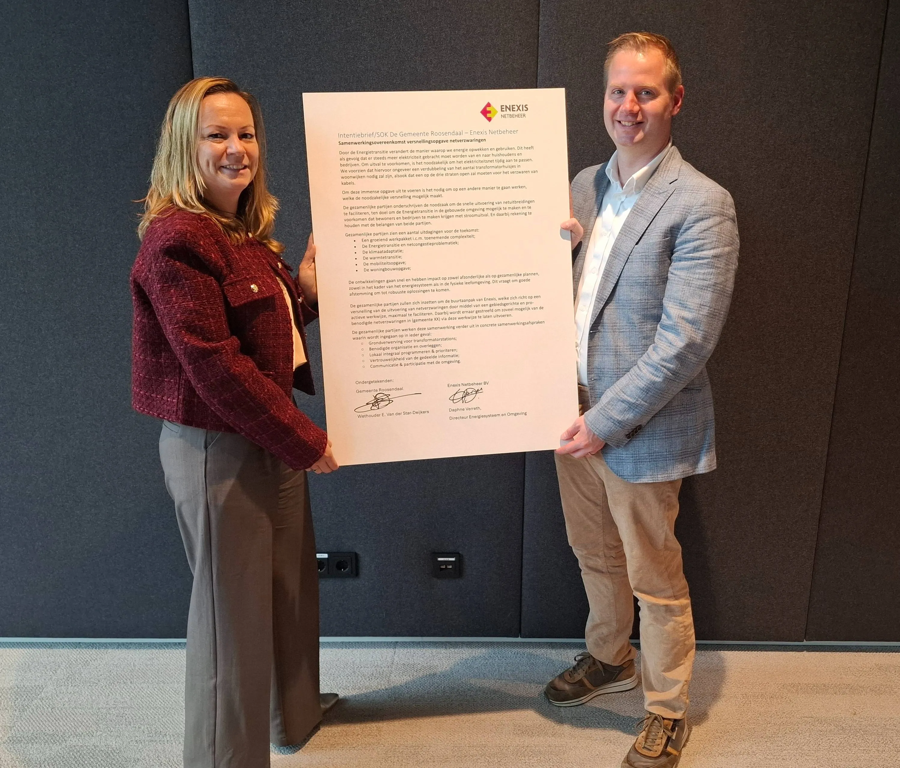 Ondertekening intentieverklaring Enexis - Evelien van der Star - Tommie Mertens