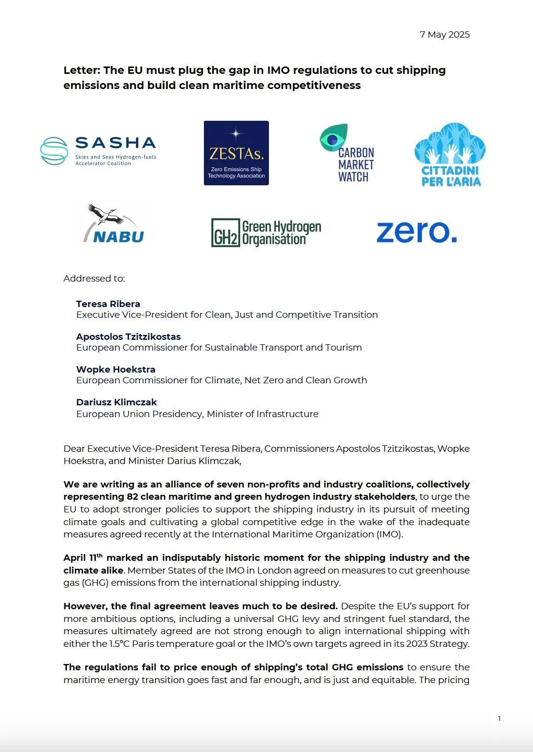 letter theeumustplugthegapinimoregulationstocutshippingemissionsandbuildcleanmaritimecompetitiveness
