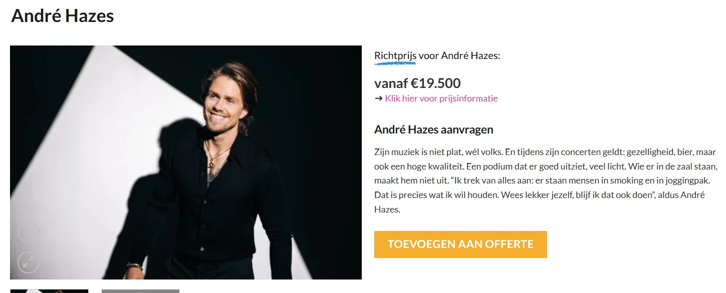 Dit bedrag eist André Hazes voor een optreden van 30 minuten