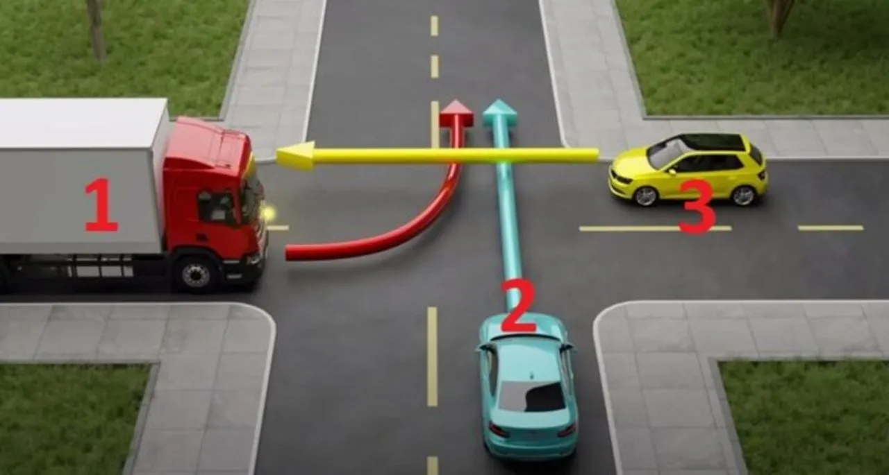 In welke volgorde mogen de drie voertuigen rijden?