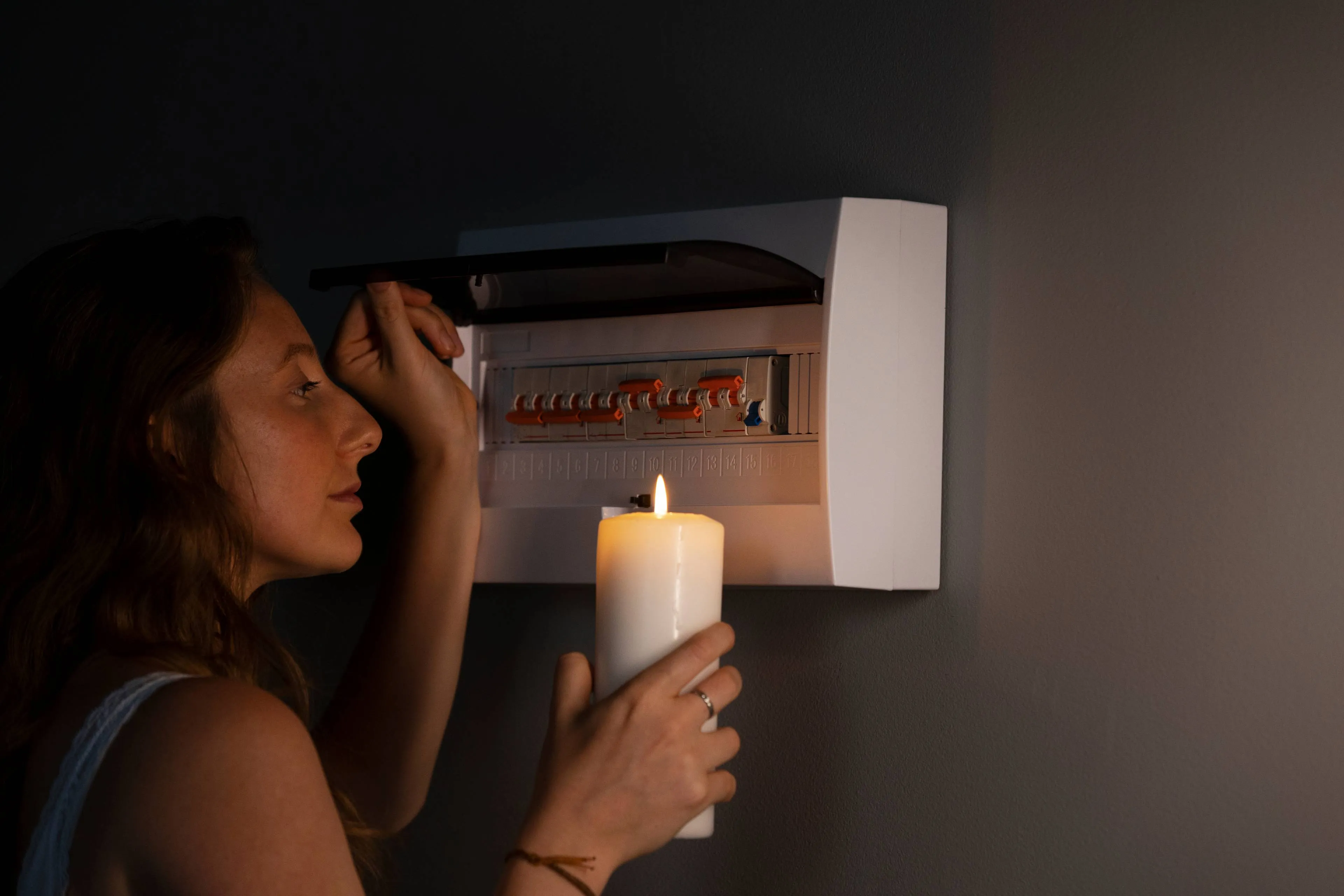 side-view-woman-checking-electrical-panel