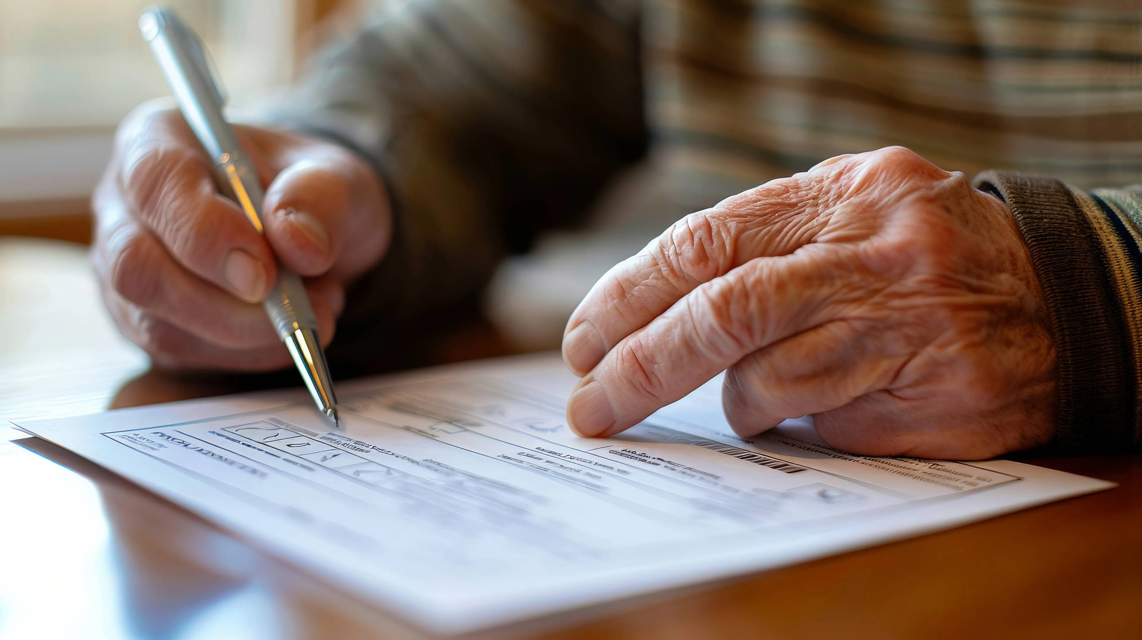 person-filling-out-mailin-ballot-home-pen-hand-focused-expression