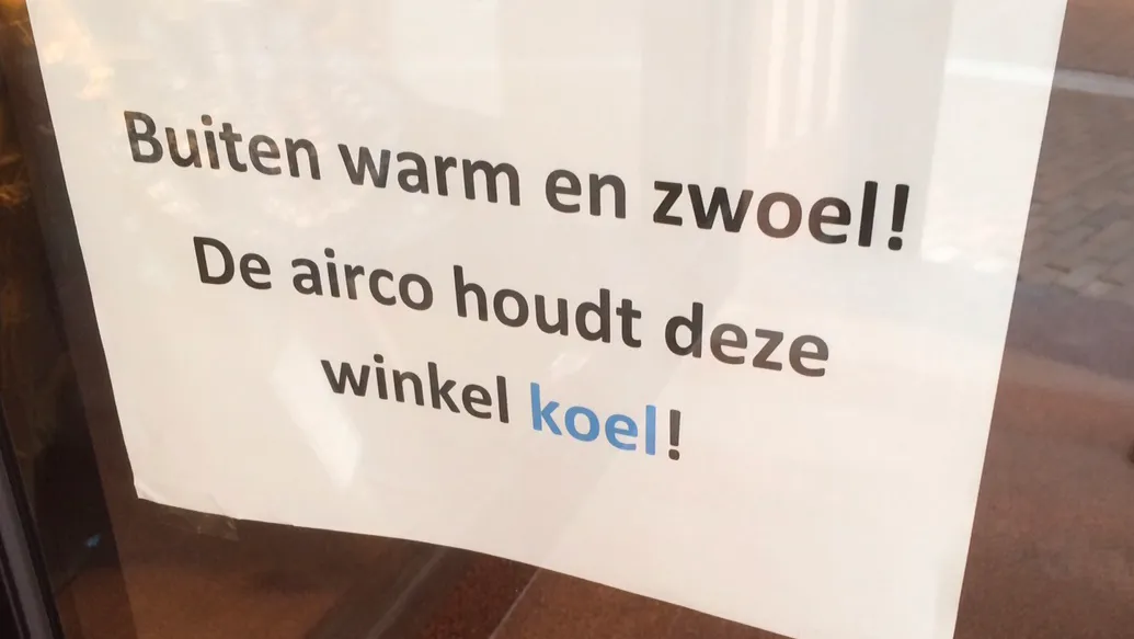 airco in de winkels tijdens de hete dagen