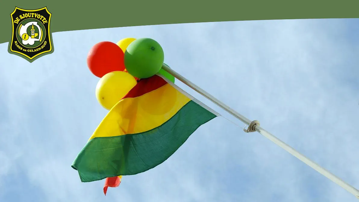 de sjoutvotte carnavalsdriekleur rood geel groen vlag
