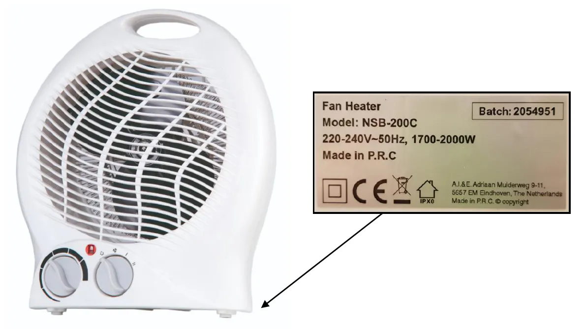 gevaarlijke ventilatorkachel
