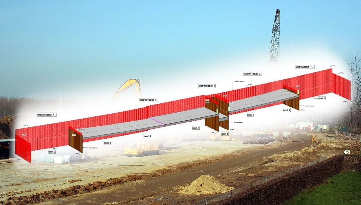 n276 schematische weergave van bouwkuip met compartimenten