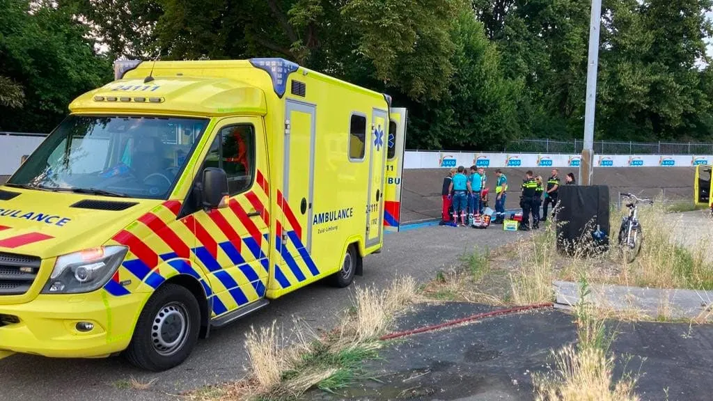 ongeval met renner op wielerbaan geleen