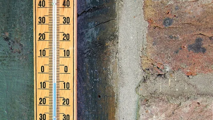 thermometer hout aan muur 65