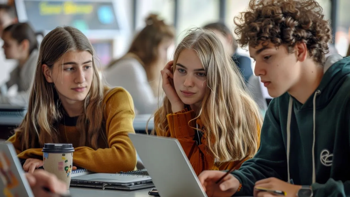 scholieren achter computer