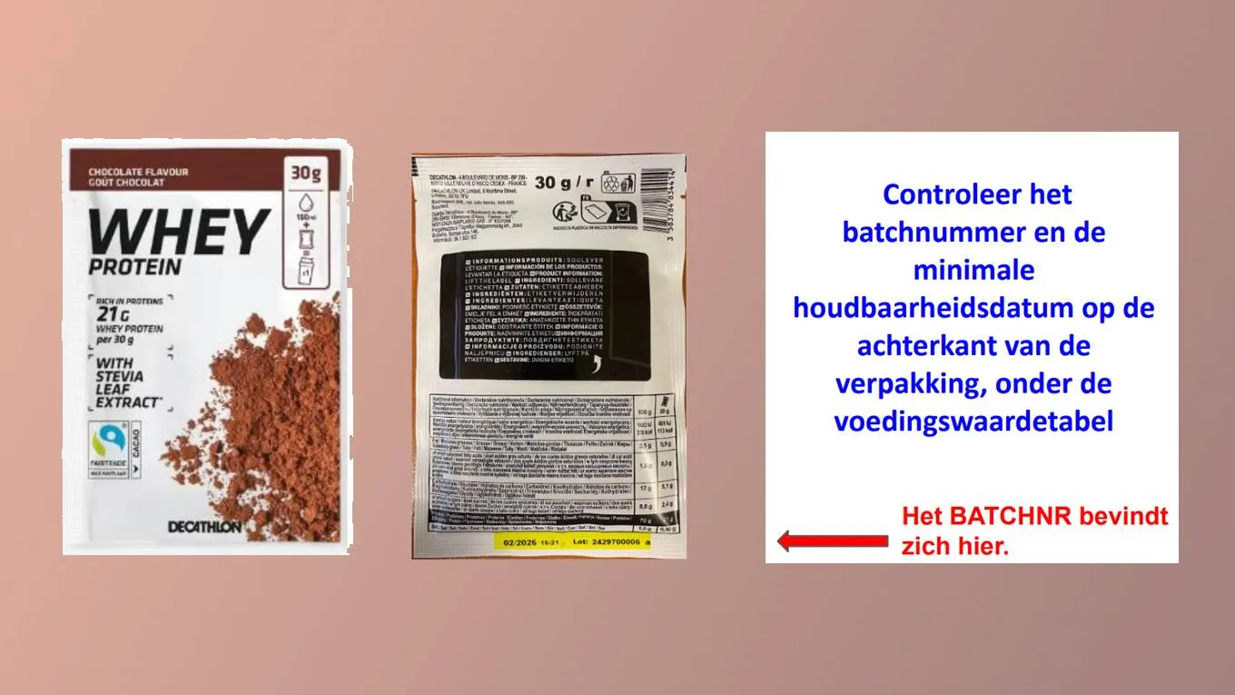 decathlon veiligheidswaarschuwing chocolade whey poederjpg