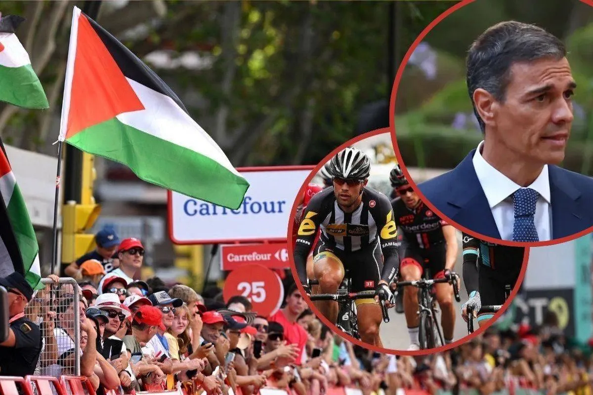 Vuelta Palæstina Protest Pedro Sanchez