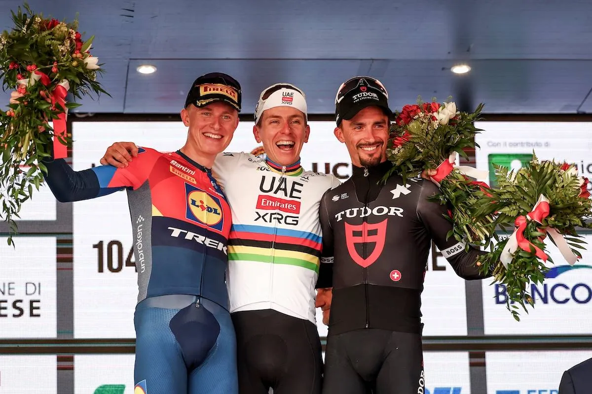 Albert Withen Philipsen + Tadej Pogacar + Julian Alaphilippe