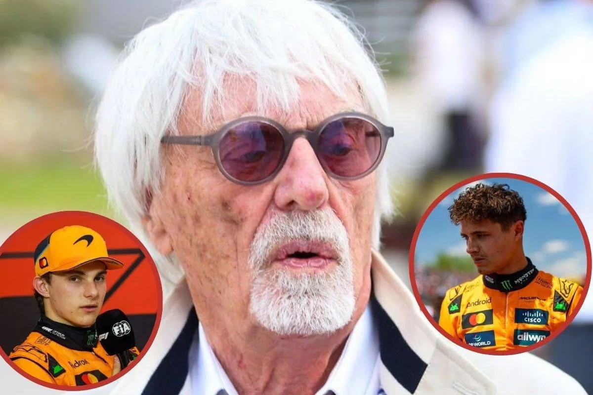 bernie ecclestone + lando norris + oscar piastri