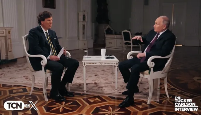 -Kijktip!- Poetin bij Tucker Carlson: Een les in Realpolitik