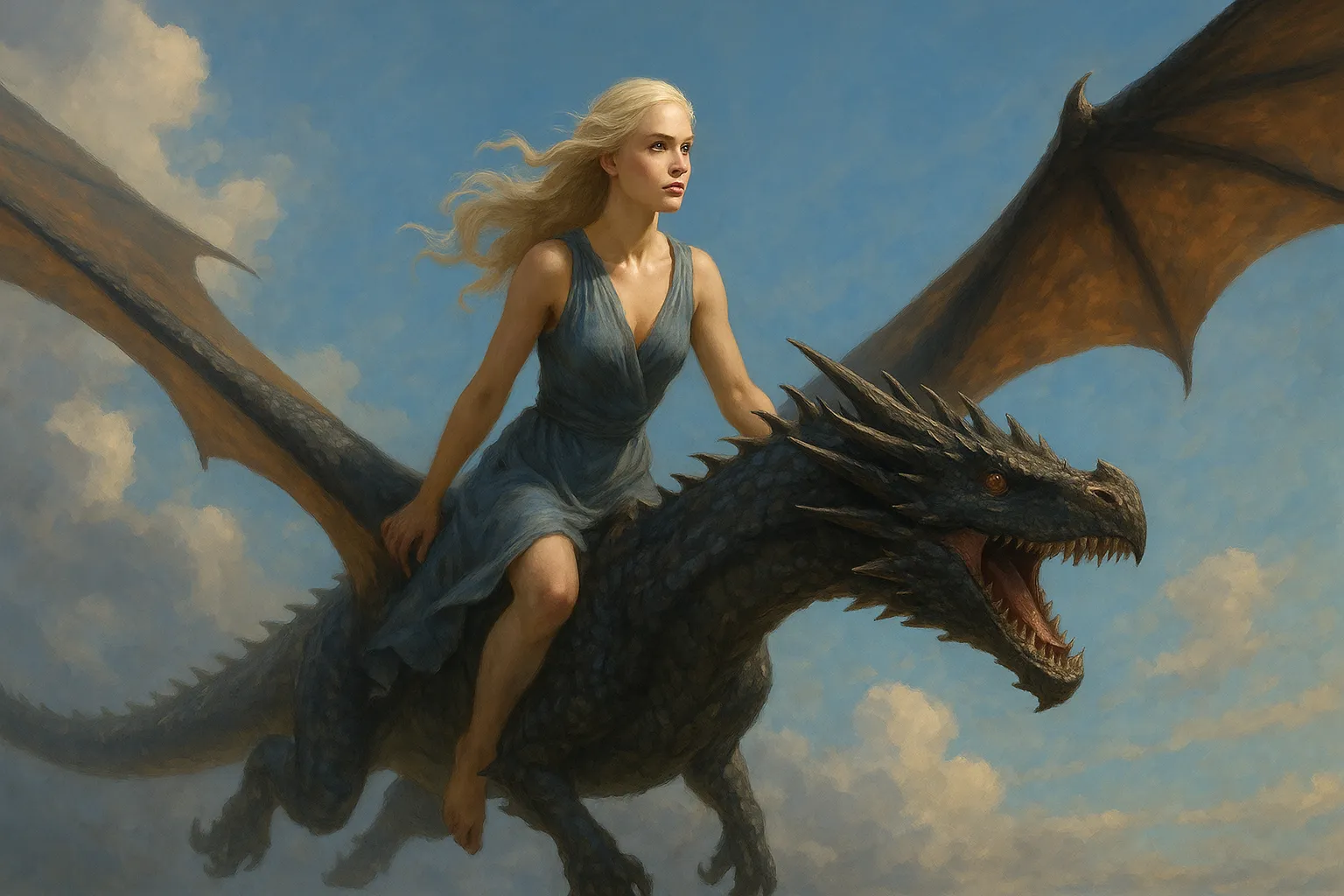 dragon rider above the clouds