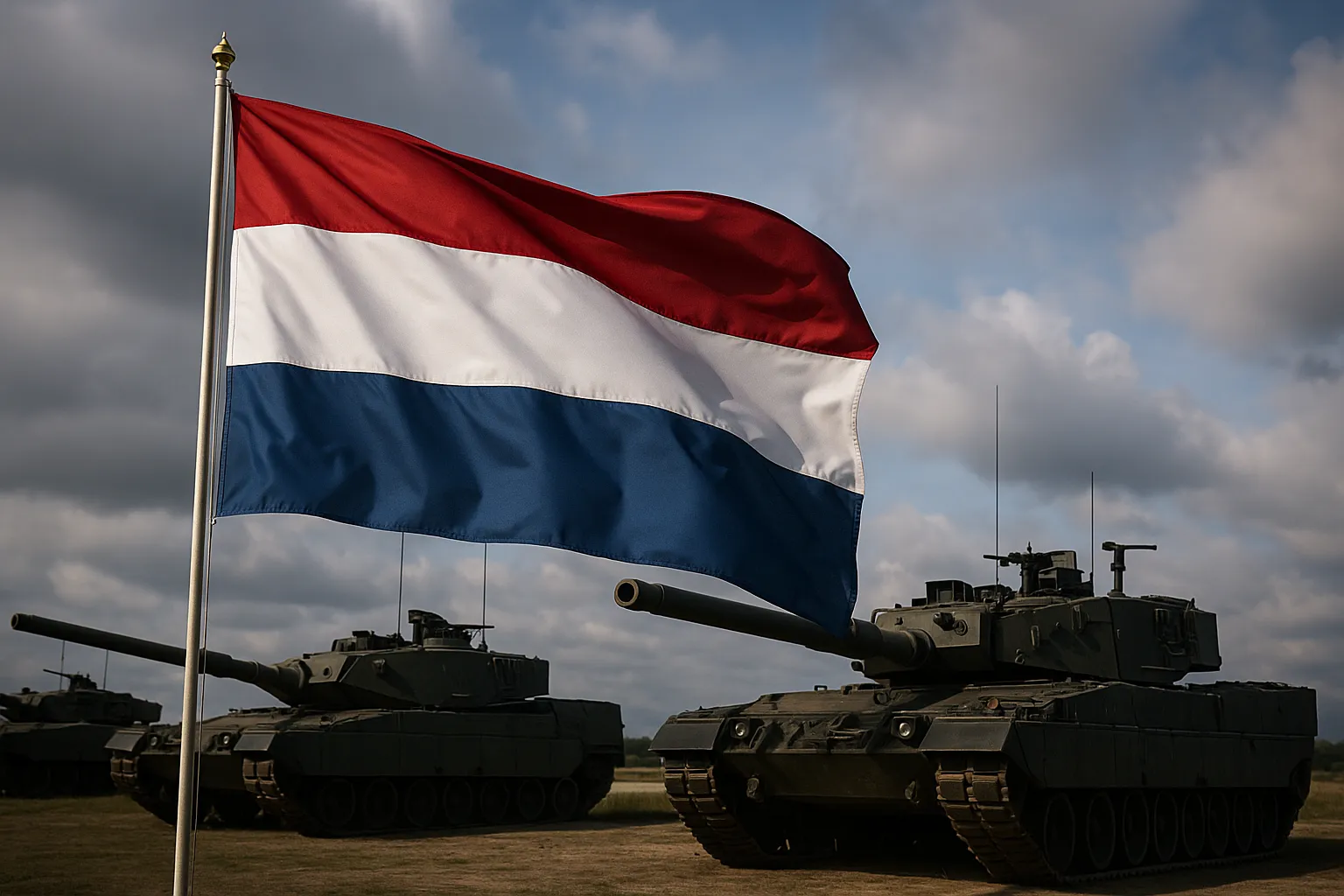 Dutch Flag with Military Tanks