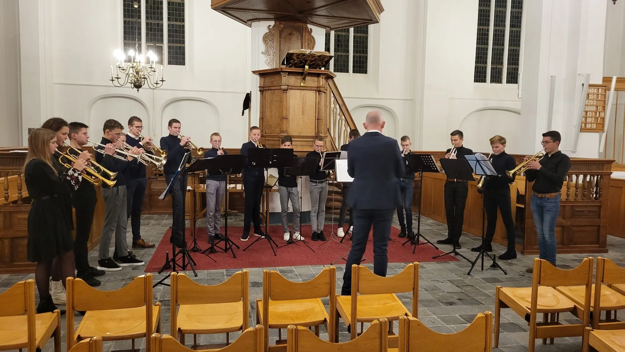 trompetleerlingen maurice van dijk op psalmzangavond 2023