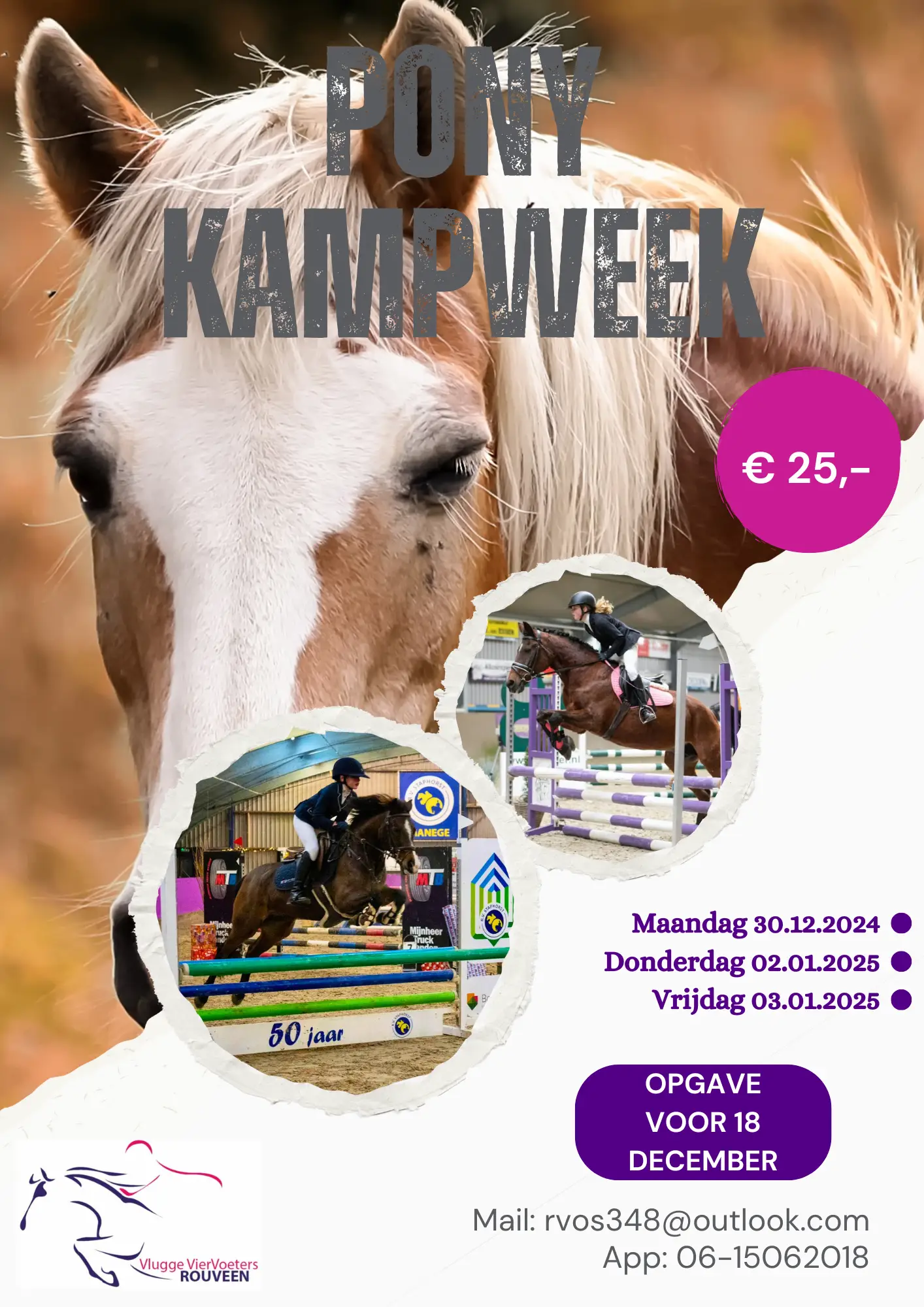 Kampweek Ponyclub VVV Rouveen in de tweede week kerstvakantie