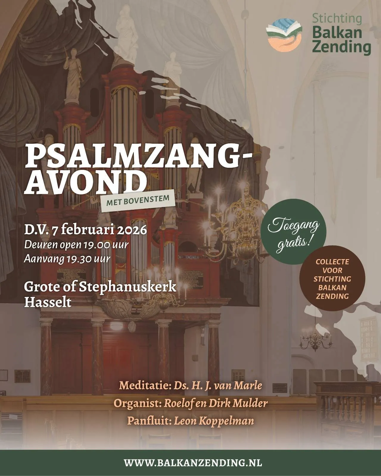 Poster psalmzangavond Balkanzending