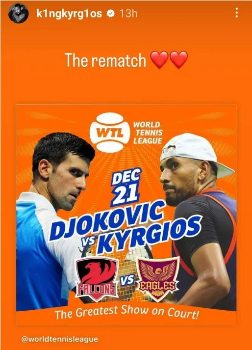 2022 World Tennis League Schedule including Kyrgios v Djokovic, Swiatek, Zverev and Bouchard