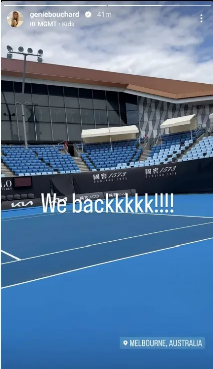 "We backkkkk!!" - Genie Bouchard gives update following bout with food poisoning as she arrives in Melbourne for Australian Open