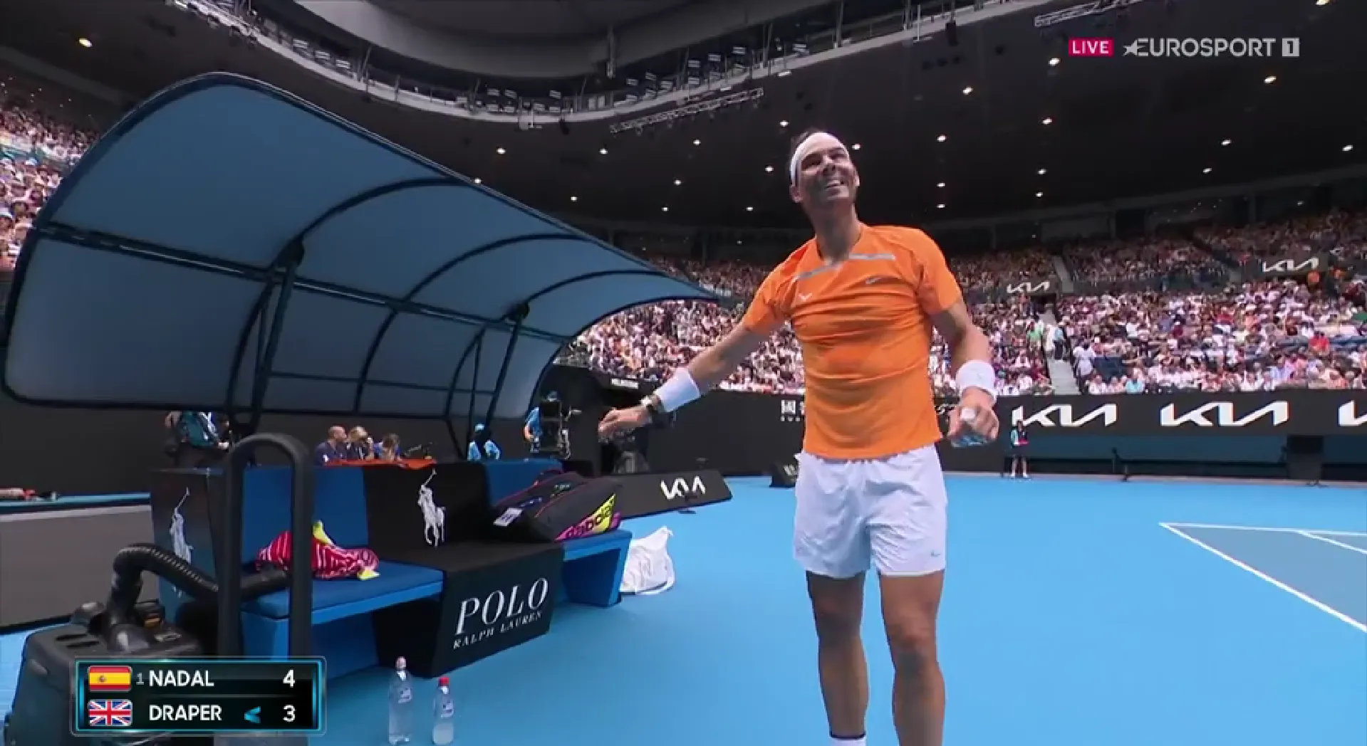 VIDEO: Bizarre moment Nadal's racquet goes missing with ball boy taking wrong one to stringer in hilarious scenes at Australian Open
