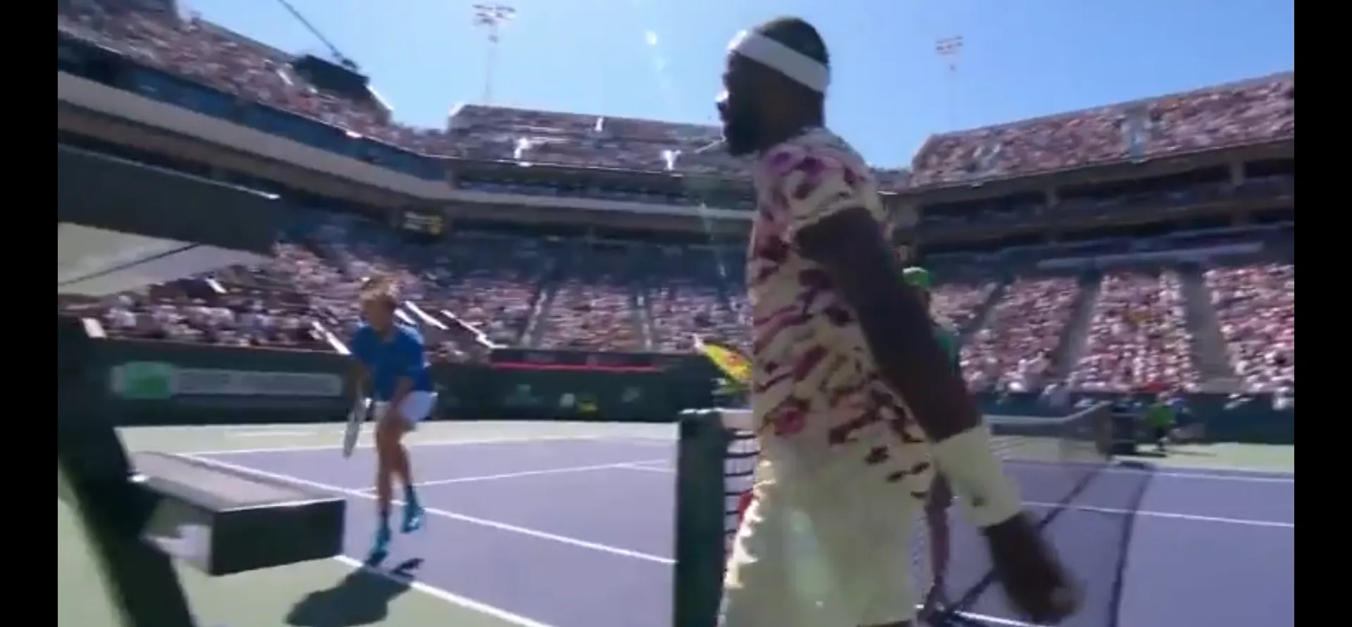 VIDEO: Tiafoe jokingly aims and hits private parts of Medvedev during Indian Wells clash