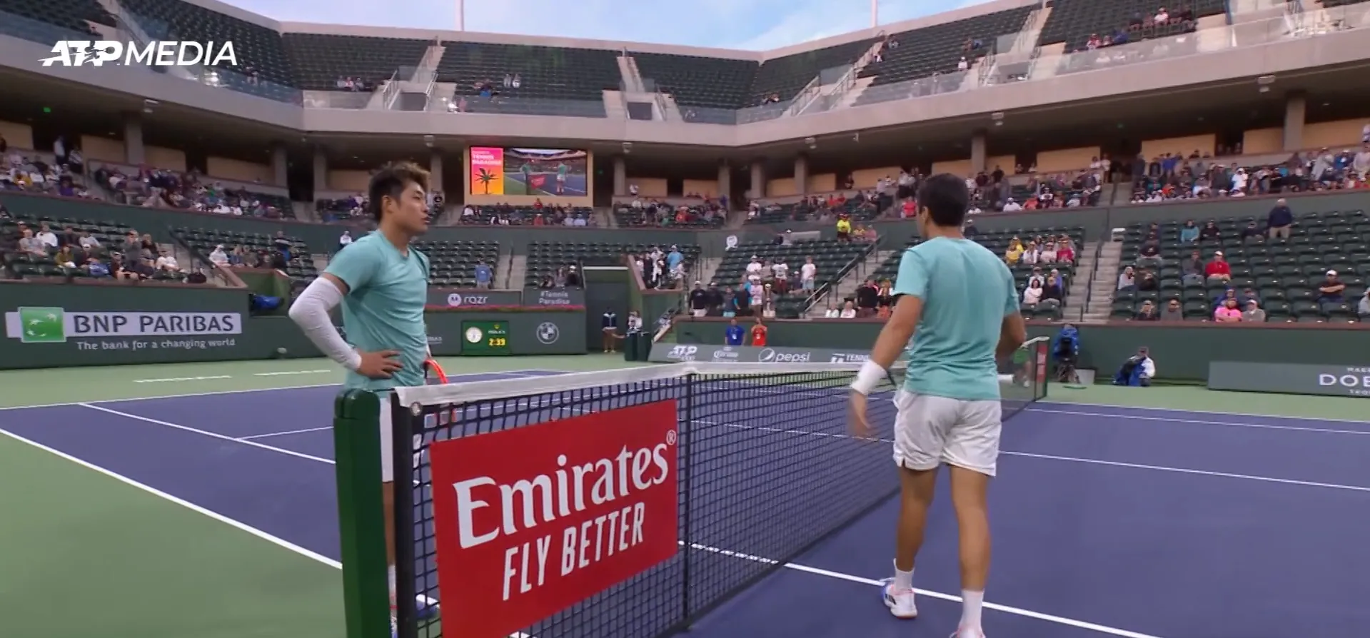 VIDEO: Yibing Wu courts controversy after dropping racquet into net on match point diving volley winner at Indian Wells