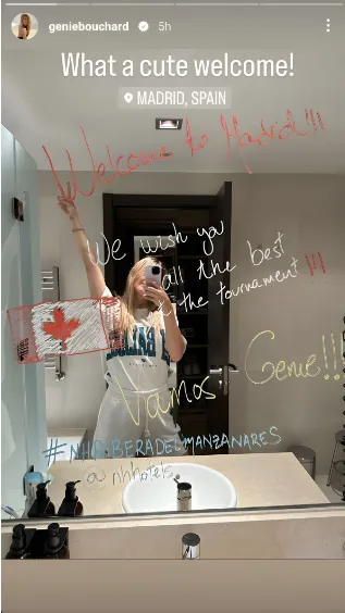 "What a cute welcome": Bouchard shares messages left in hotel room on Madrid arrival