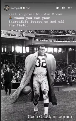 Gauff würdigt den Tod von NFL Legende Jim Brown