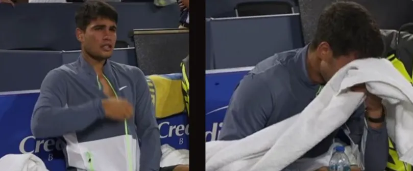 (VÍDEO) Alcaraz llora a lágrima viva tras perder su primera gran final ante Djokovic