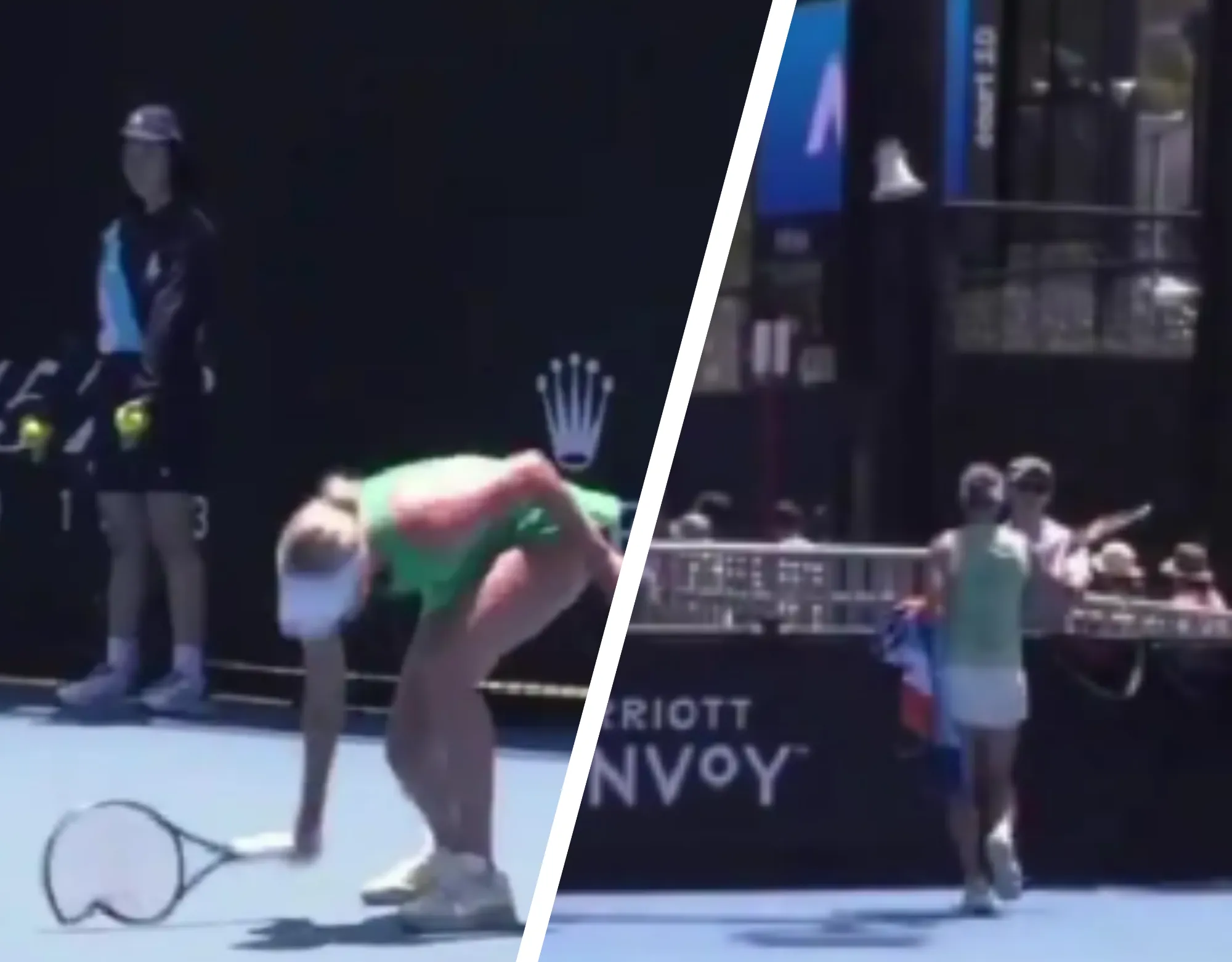 (VÍDEO) Anastasia Potapova destroza su raqueta en un punto de partido, su rival Kaja Juvan la recoge y se la regala a un aficionado