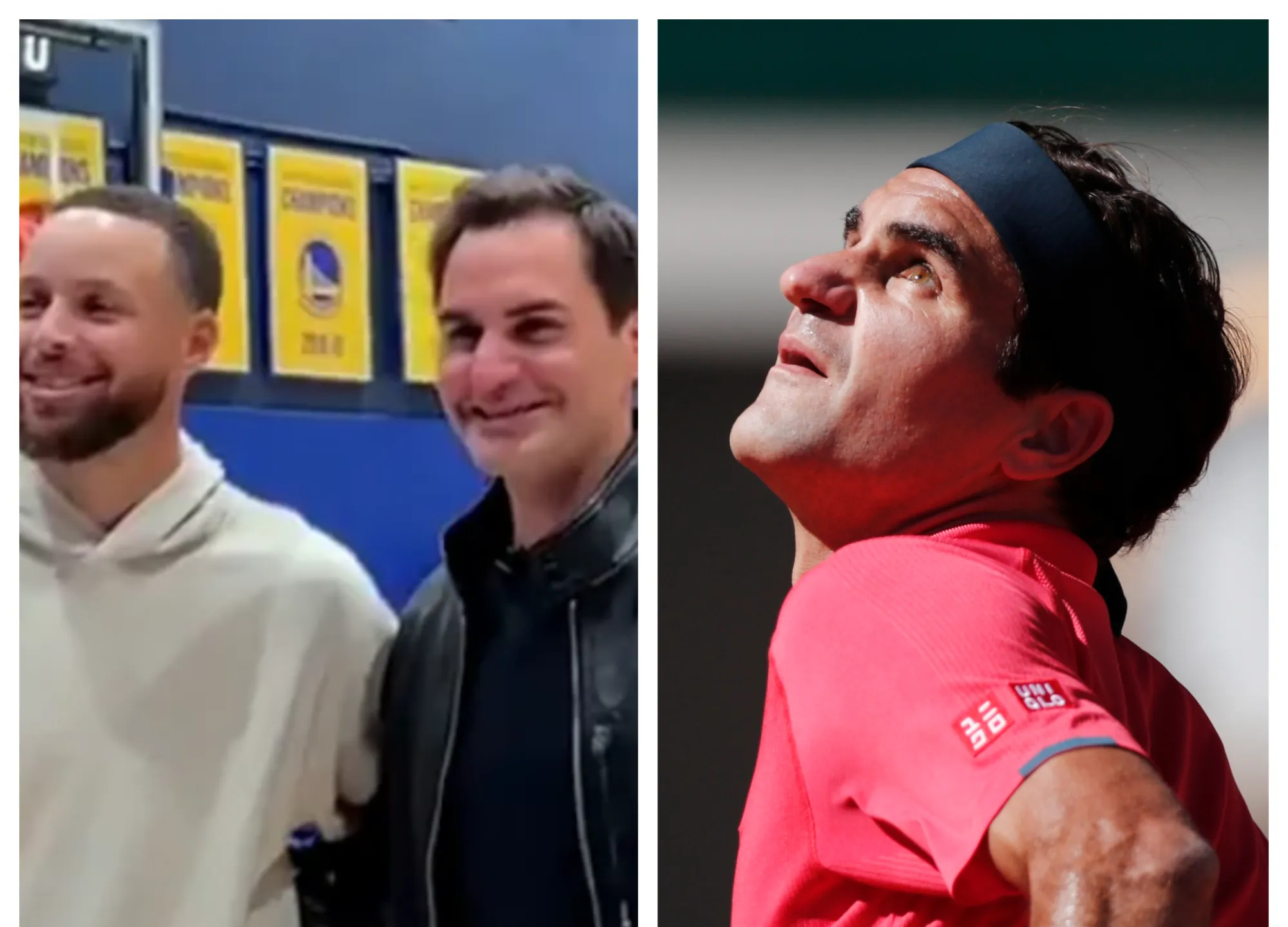 (VÍDEO) Roger Federer sorprende al icono de la NBA Steph Curry y lanza un perfecto cuatro de cuatro