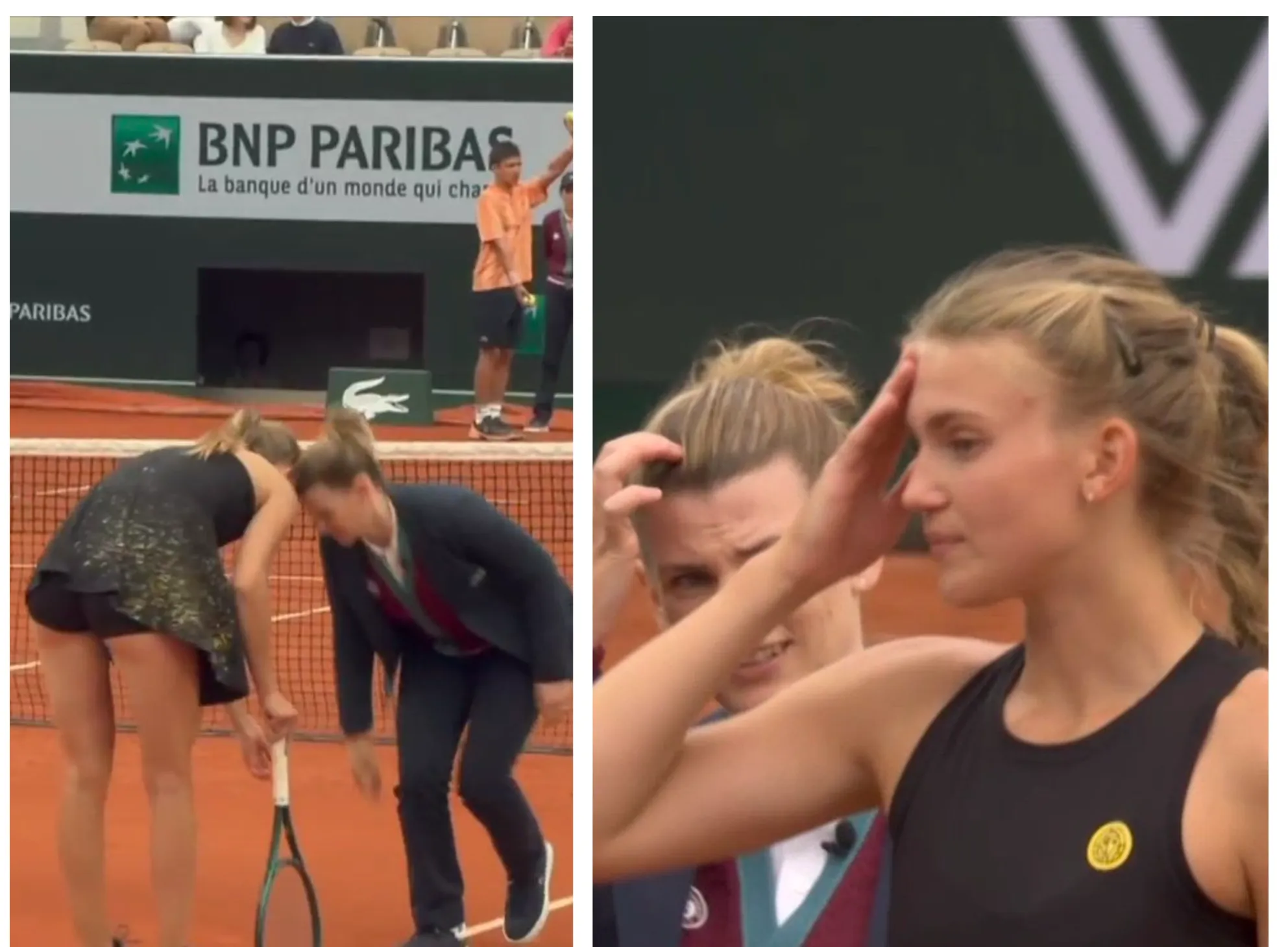 (VIDEO) Bizarre moment as Julia Avdeeva accidentally headbutted by umpire in Coco Gauff Roland Garros loss