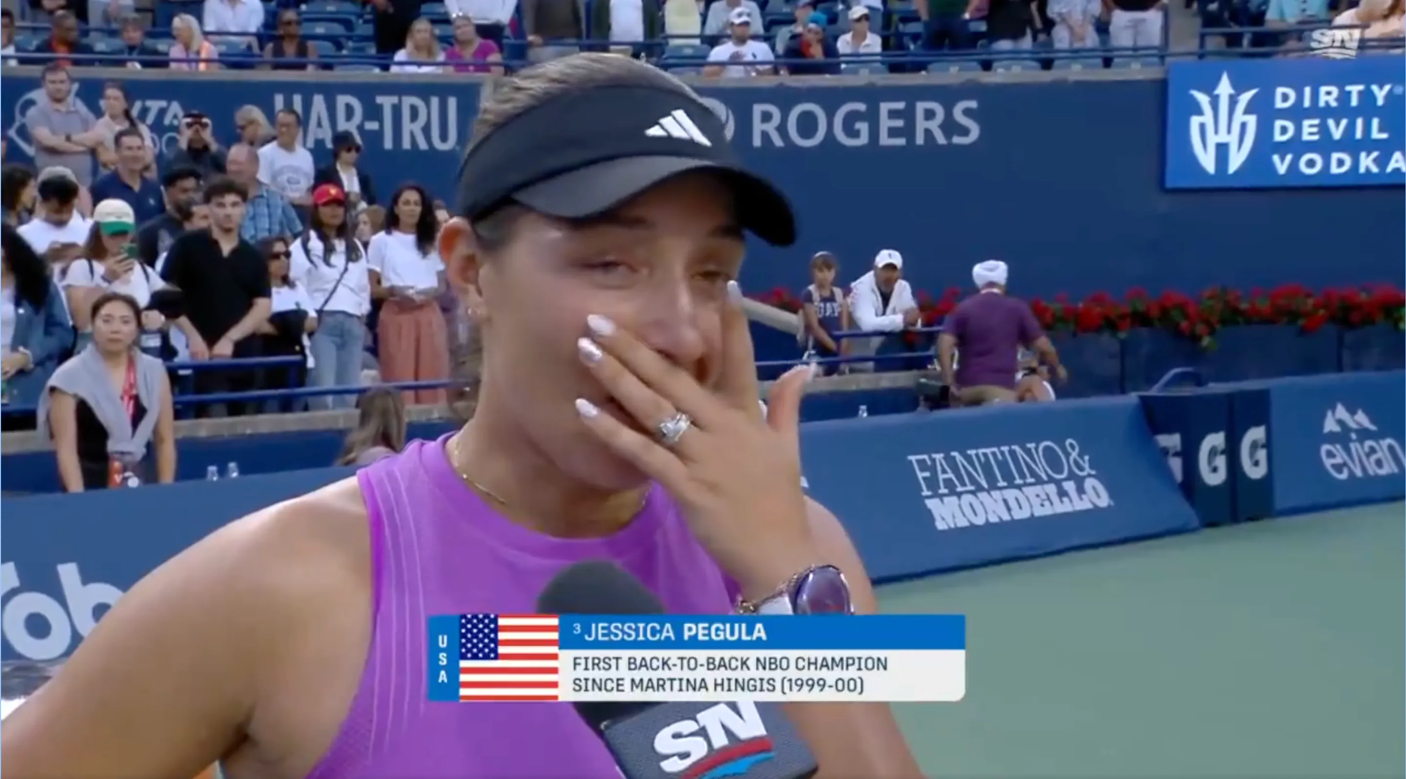 (VÍDEO) Jessica Pegula, a lágrima viva tras volver a ganar en Canadá tras un año muy complicado