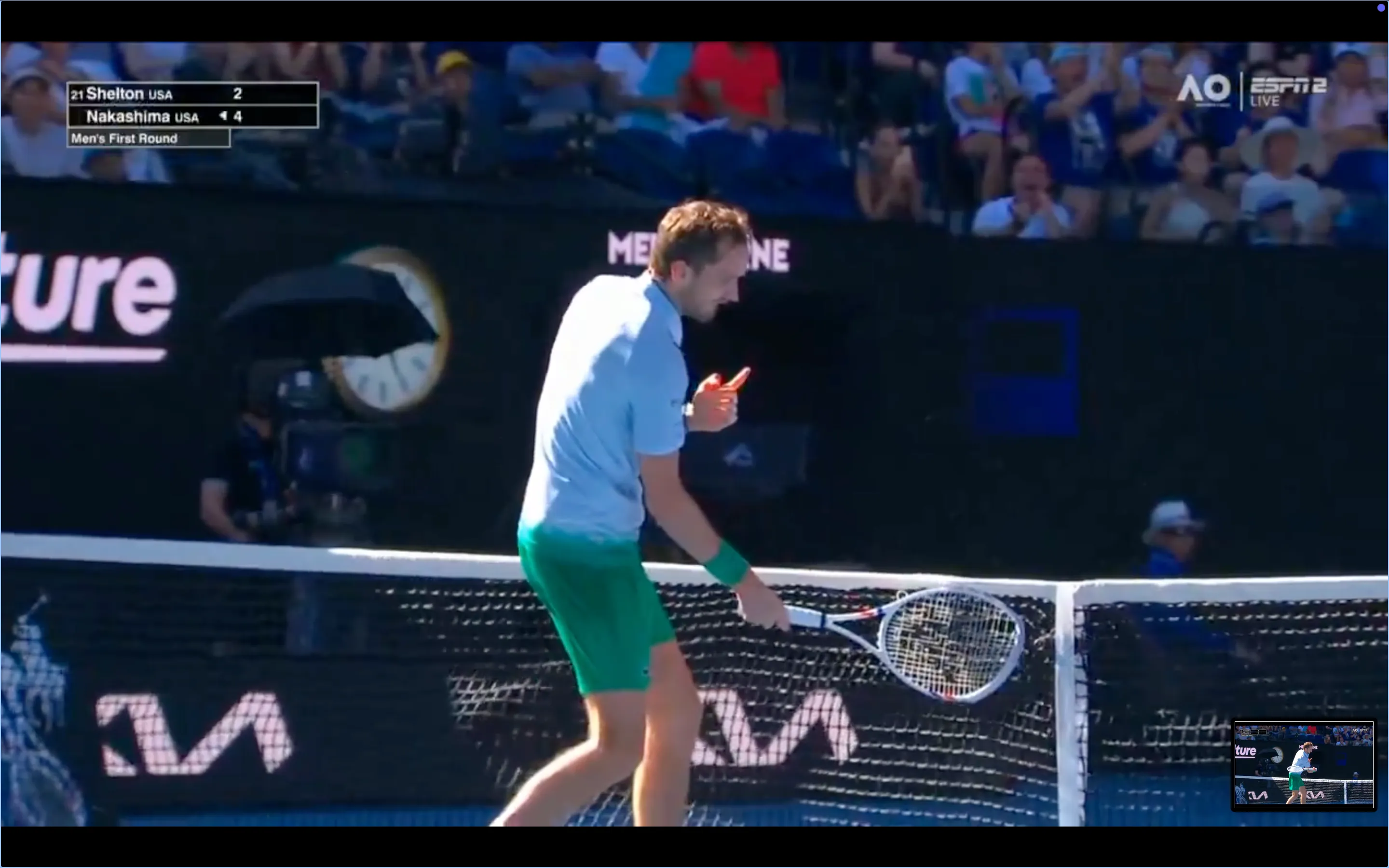 (VIDEO) Daniil Medvedev takes out camera with racquet in furious outburst during comeback win over World No.418