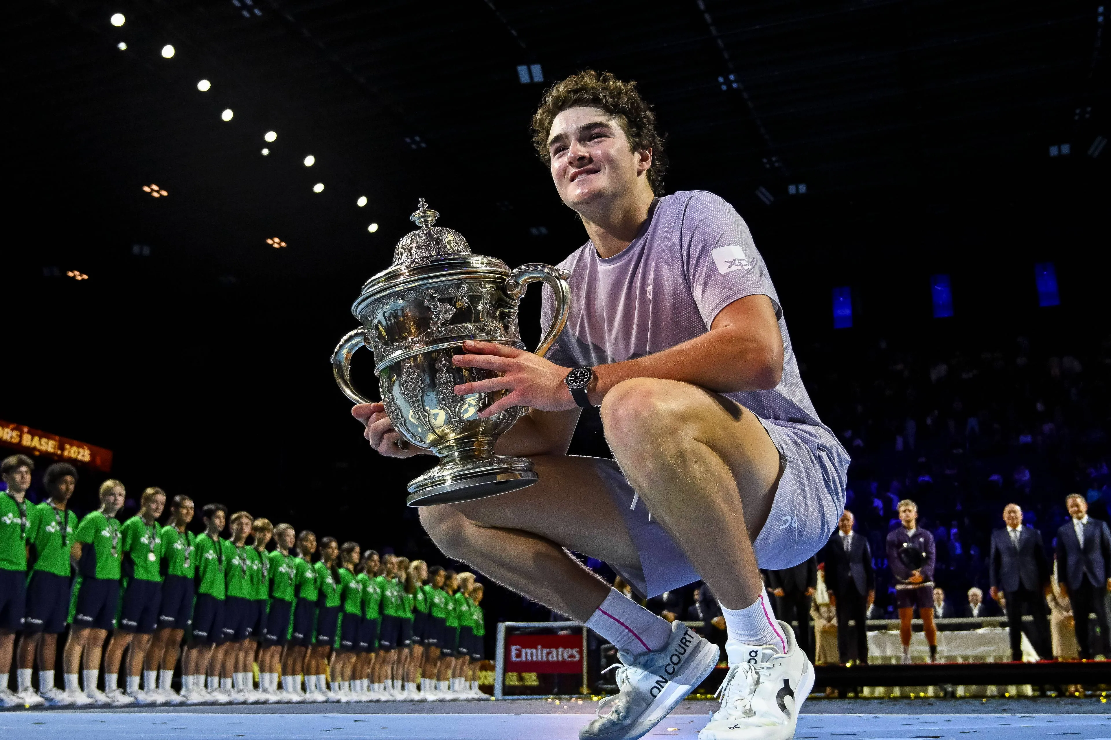 Joao Fonseca received the Cup for winning the Swiss Indoors