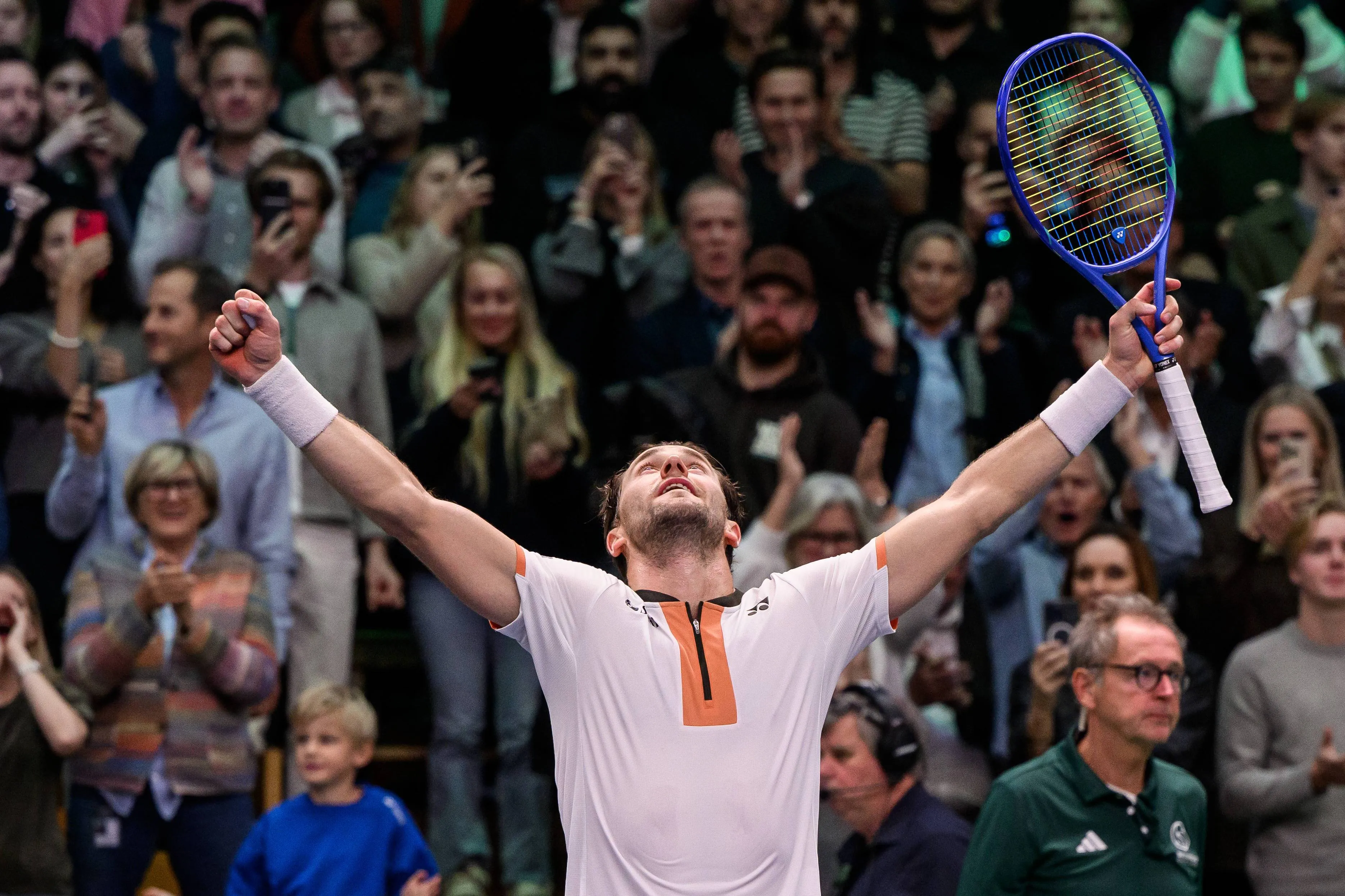 The winning moment for Casper Ruud at Stockholm.