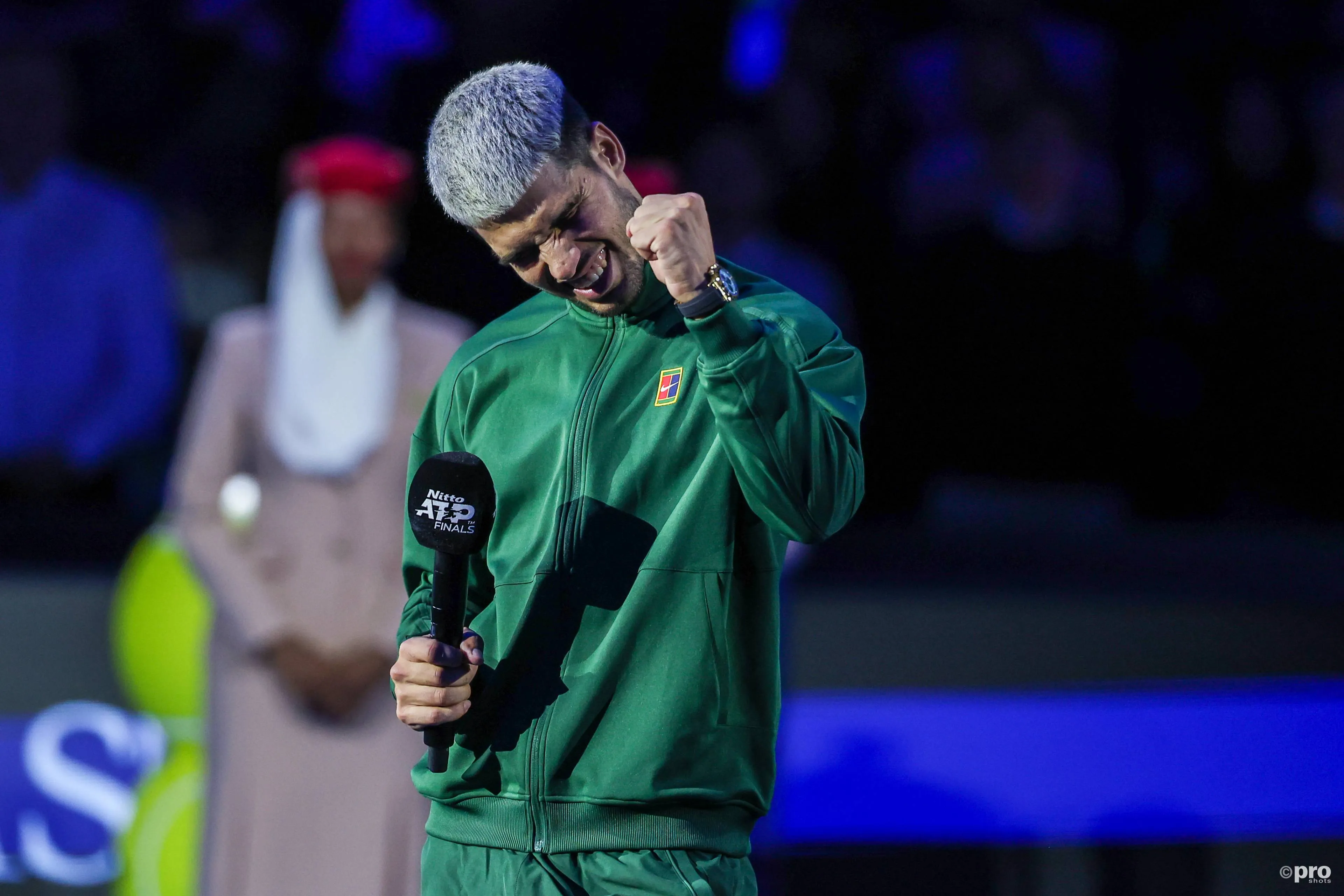 Carlos Alcaraz making speech at 2025 ATP Finals
