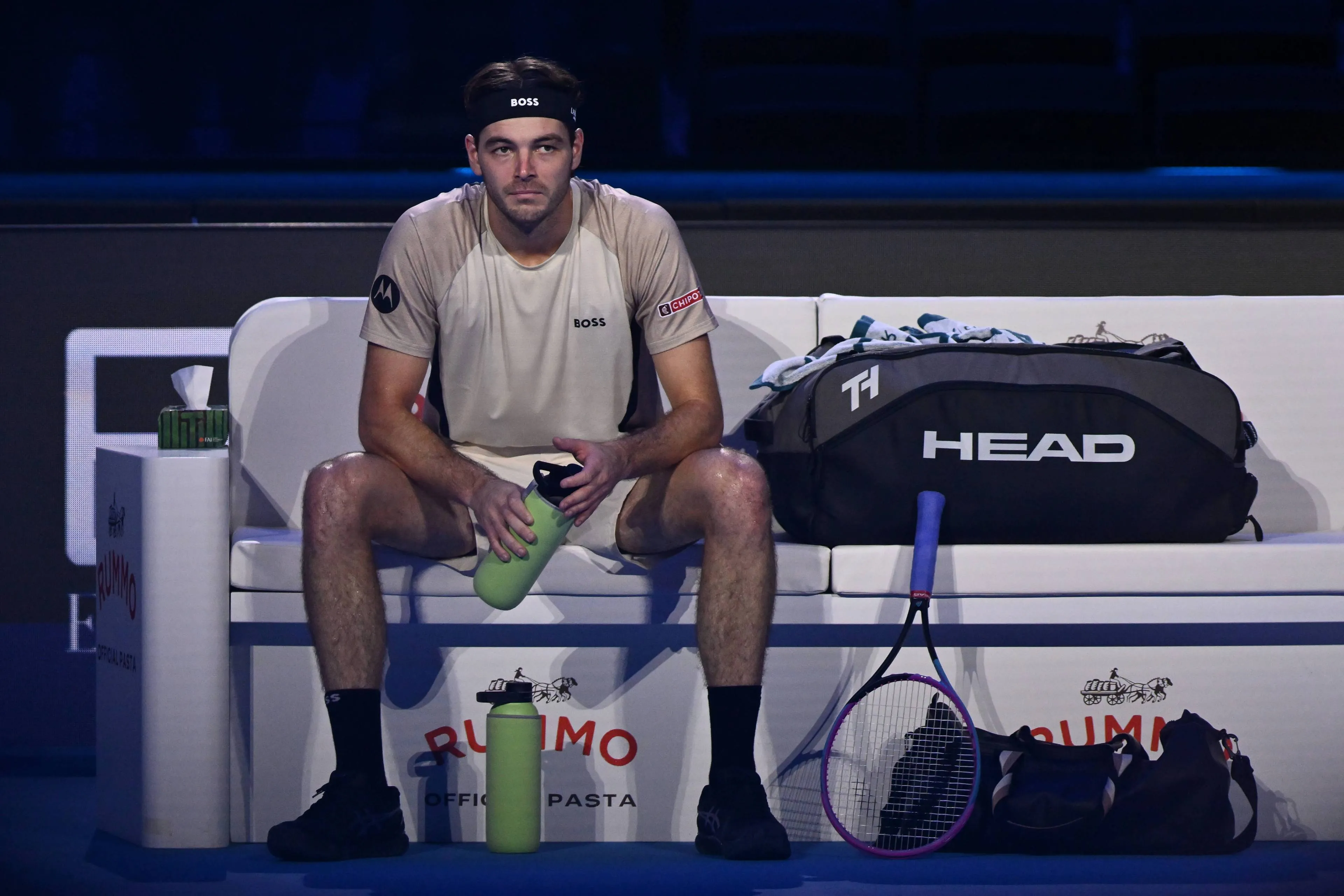 Taylor Fritz takes a minute to think during the ATP Finals.