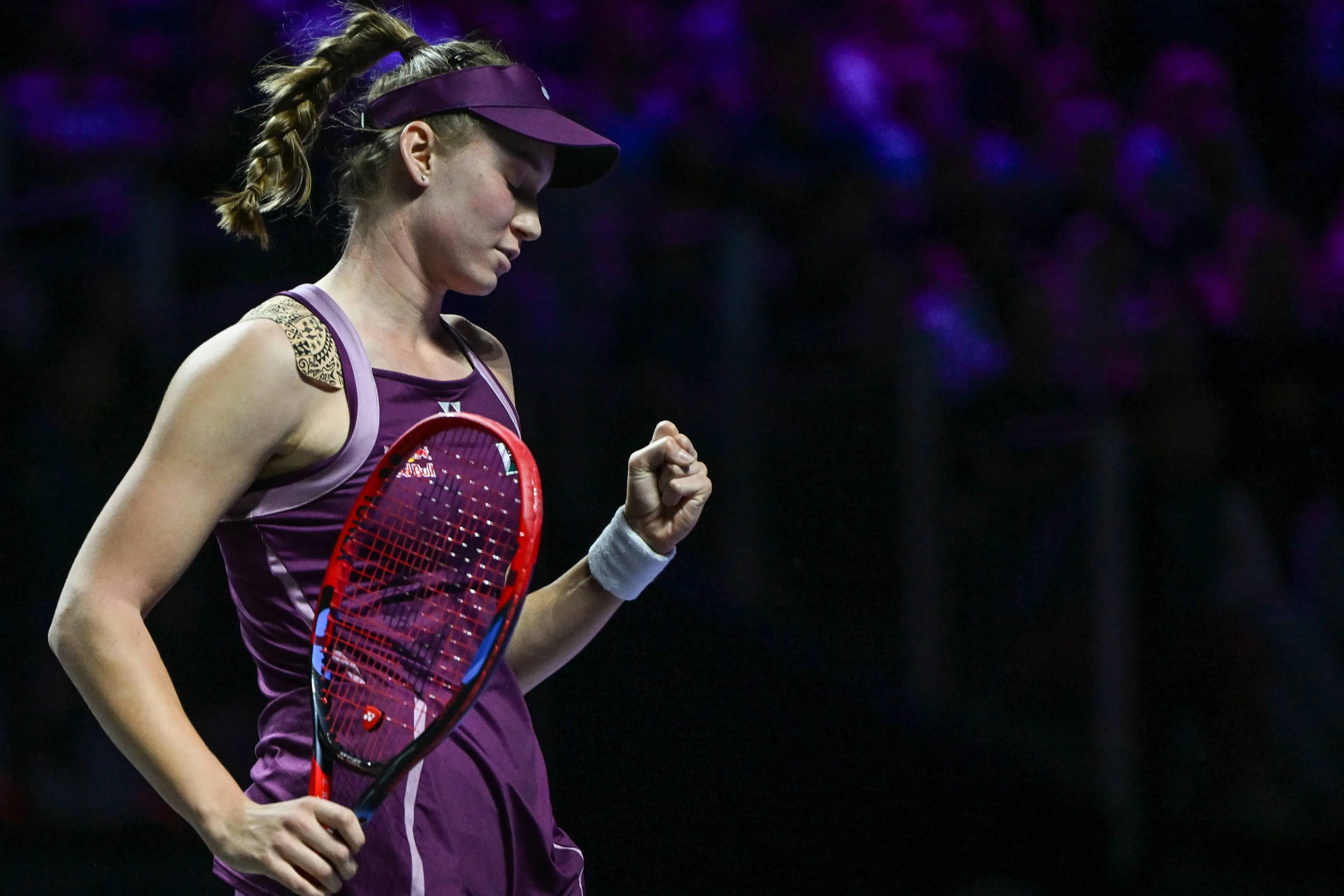 Elena Rybakina celebrating at the 2025 WTA Finals