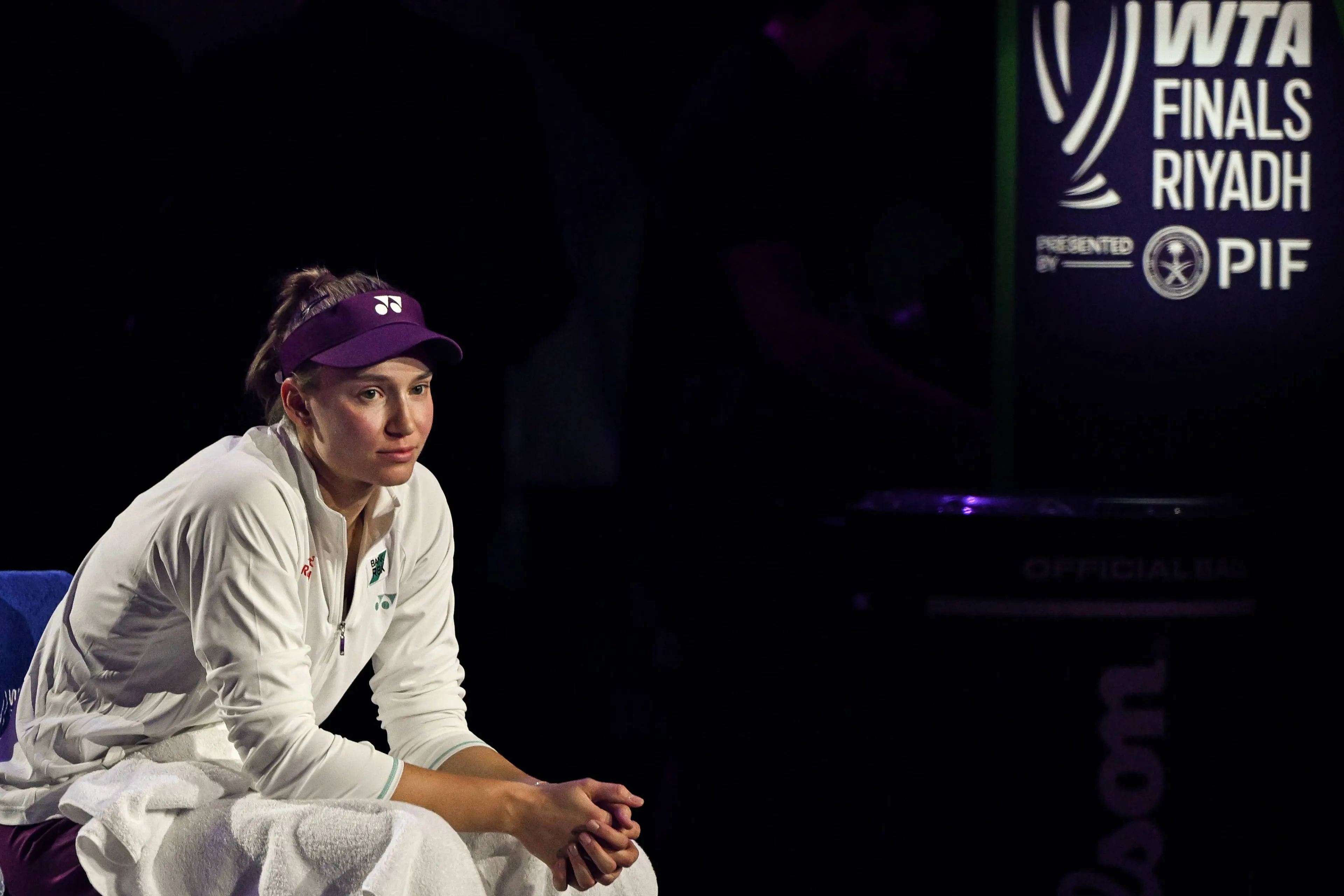 Elena Rybakina before her winners speech at the WTA Finals.