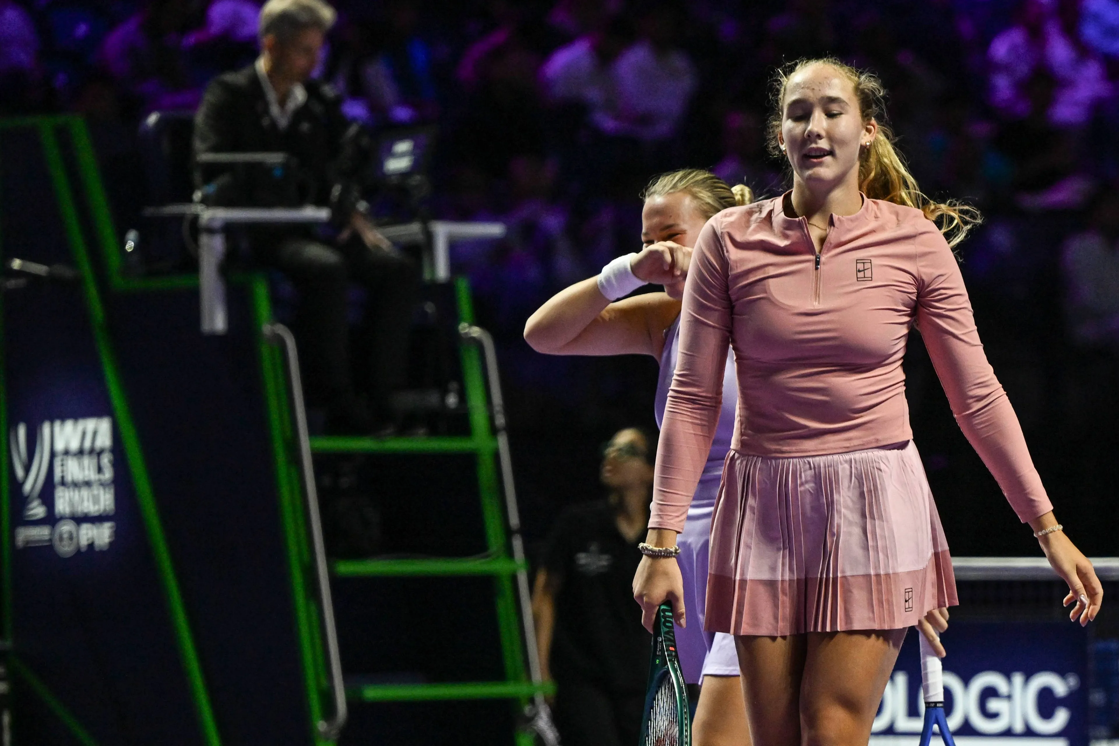 Mirra Andreeva with Diana Shnaider at the WTA Finals.