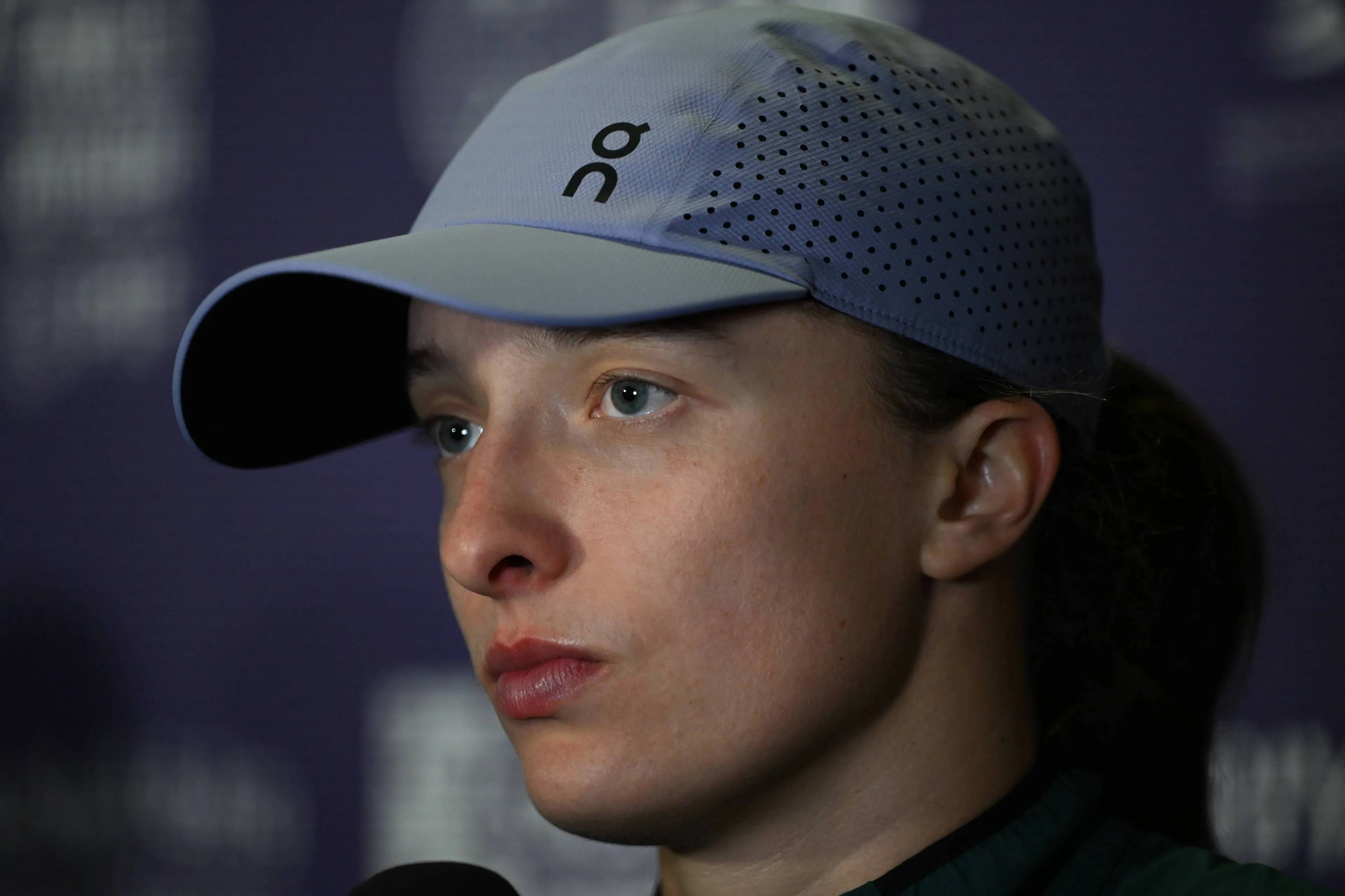 Iga Swiatek speaks to the press at the WTA Finals.