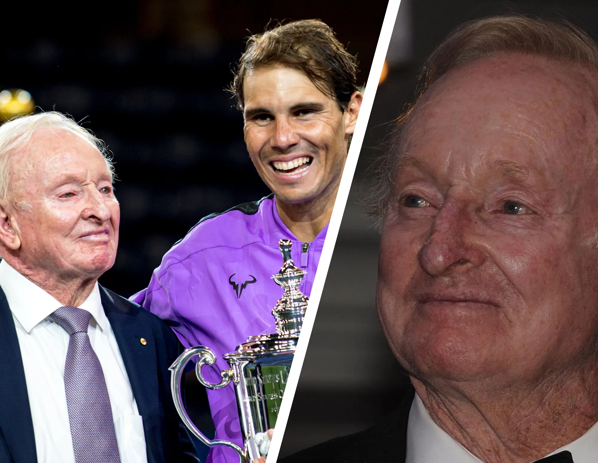 Collage of Rod Laver images.